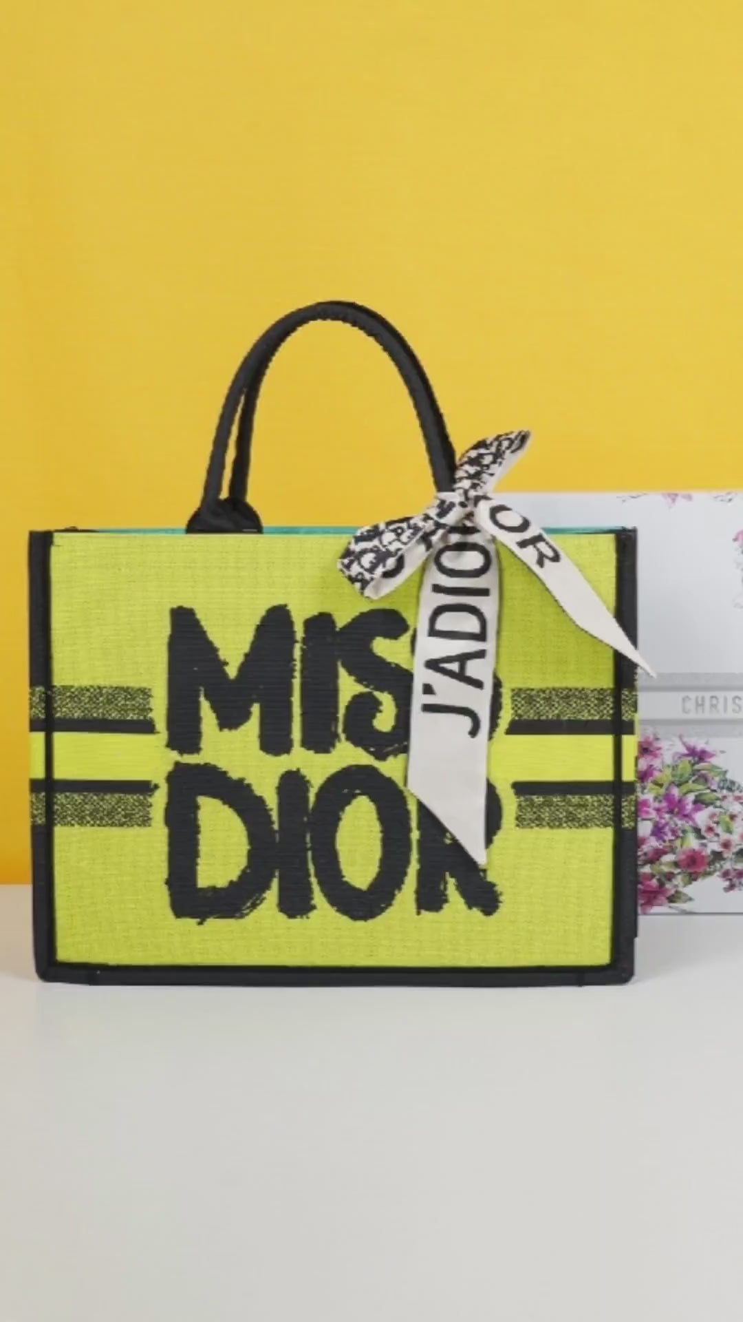 Book Tote With OG Box & Dust Bag & Scarf (Yellow - 1030)
