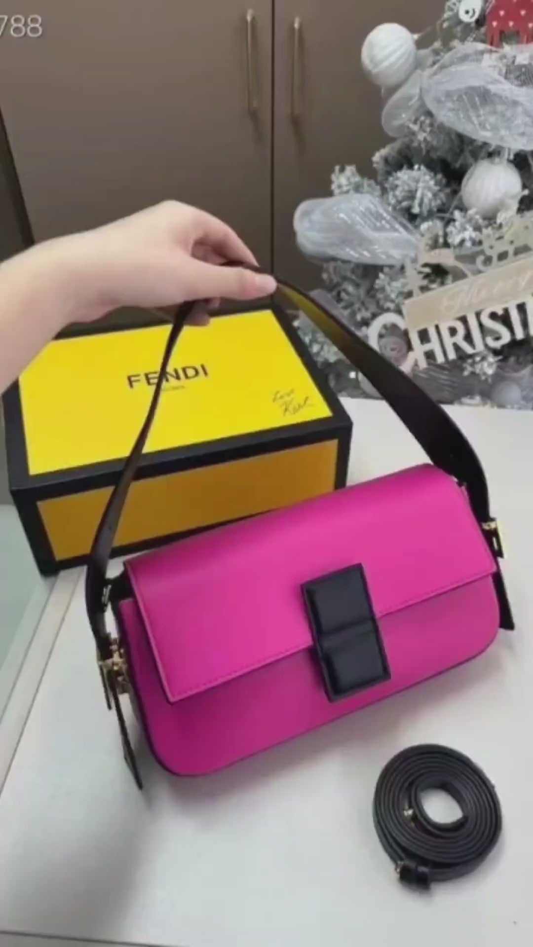 Baguette Twist Premium Shoulder Crossbody Bag With OG Box & Dust Bag & 2 Belts (Pink - 930)