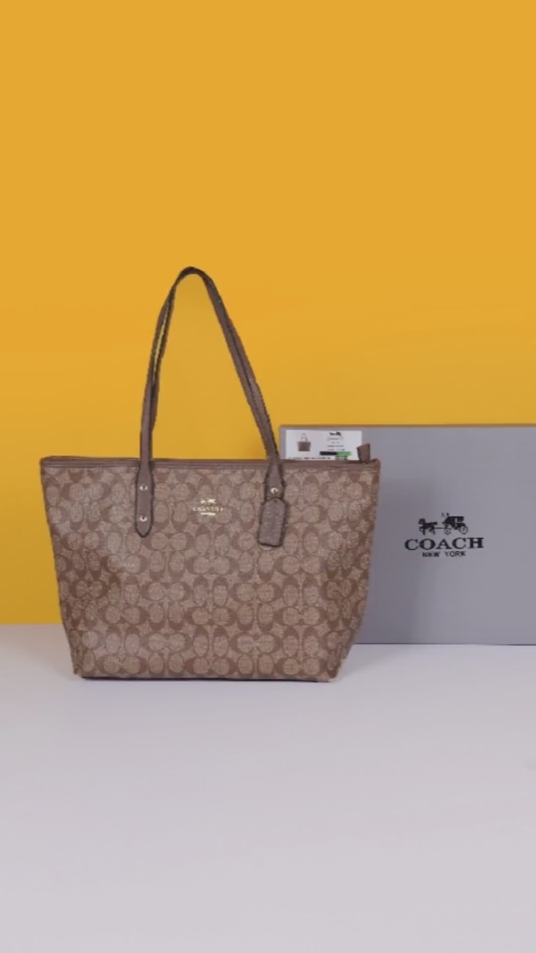 Signature City Tote Bag With OG Box & Dust Bag (Brown - 1064)
