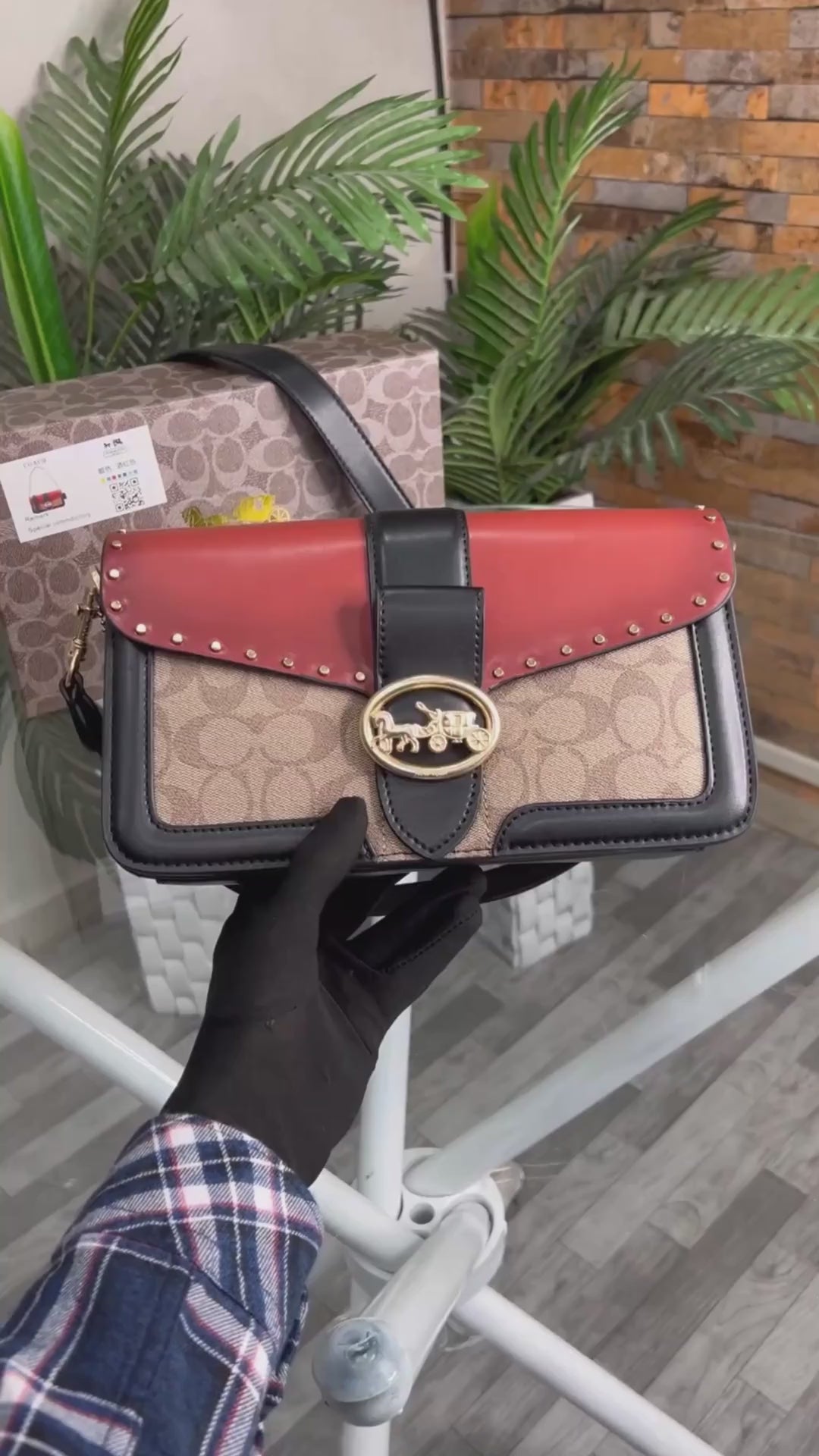 Georgie Signature Shoulder Bag With OG Box & Dust Bag (Red - 132)