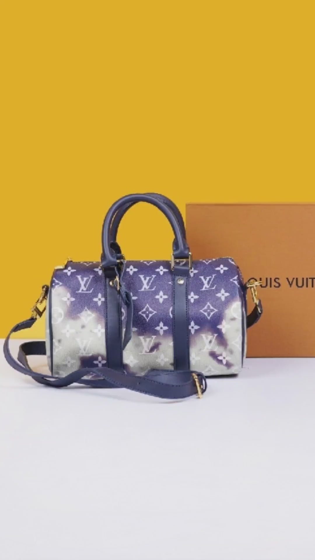 Keepall Bandouliere Monogram Travel Speedy With OG Magnetic Box & Dust Bag (Blue Multi - 960)