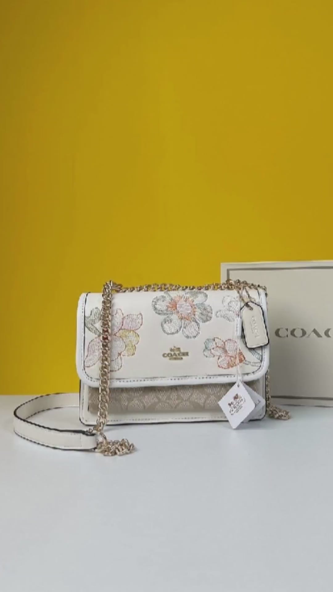 Klare Floral Signature Crossbody Bag With OG Box & Dust Bag (Floral White - 381)