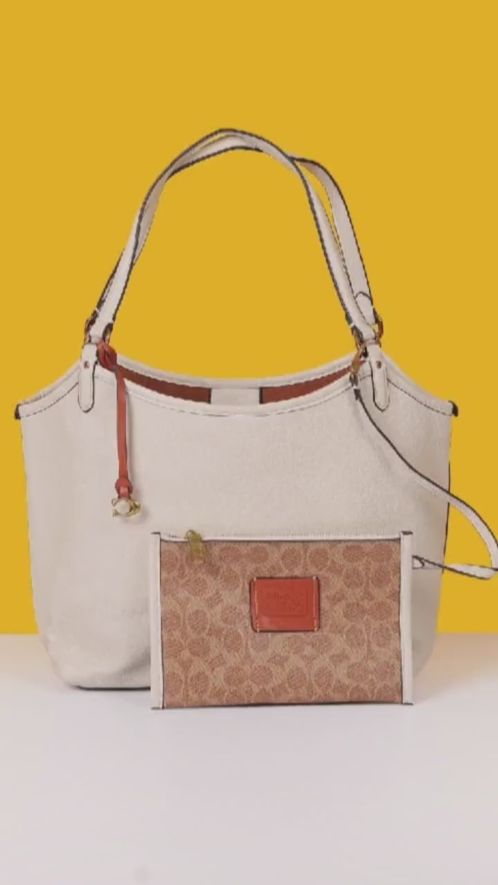 Day Tote With Removable Pouch & Dust Bag (White - 969)